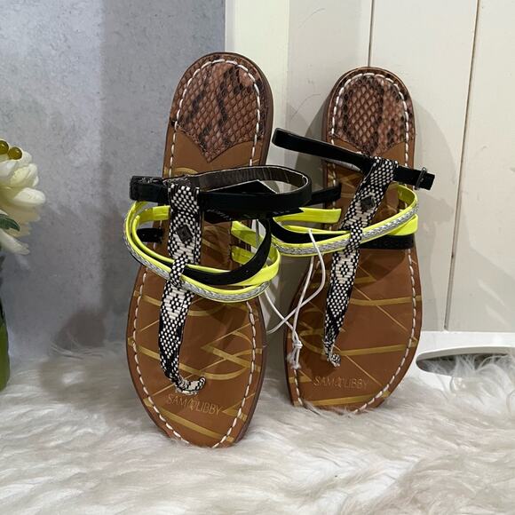 NEW Sam & Libby Kylie Multicolor Stud Strap Ankle Wrap Flat Thong Sandal 5.5 NWT - Picture 2 of 13